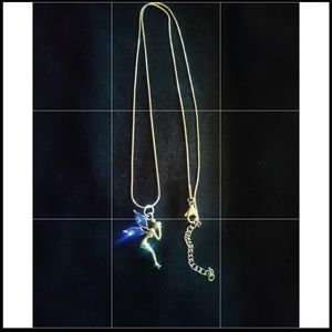 🔥Sparkly Blue Jewel Winged Silver Fairy on 18" Silver Snake Chain!